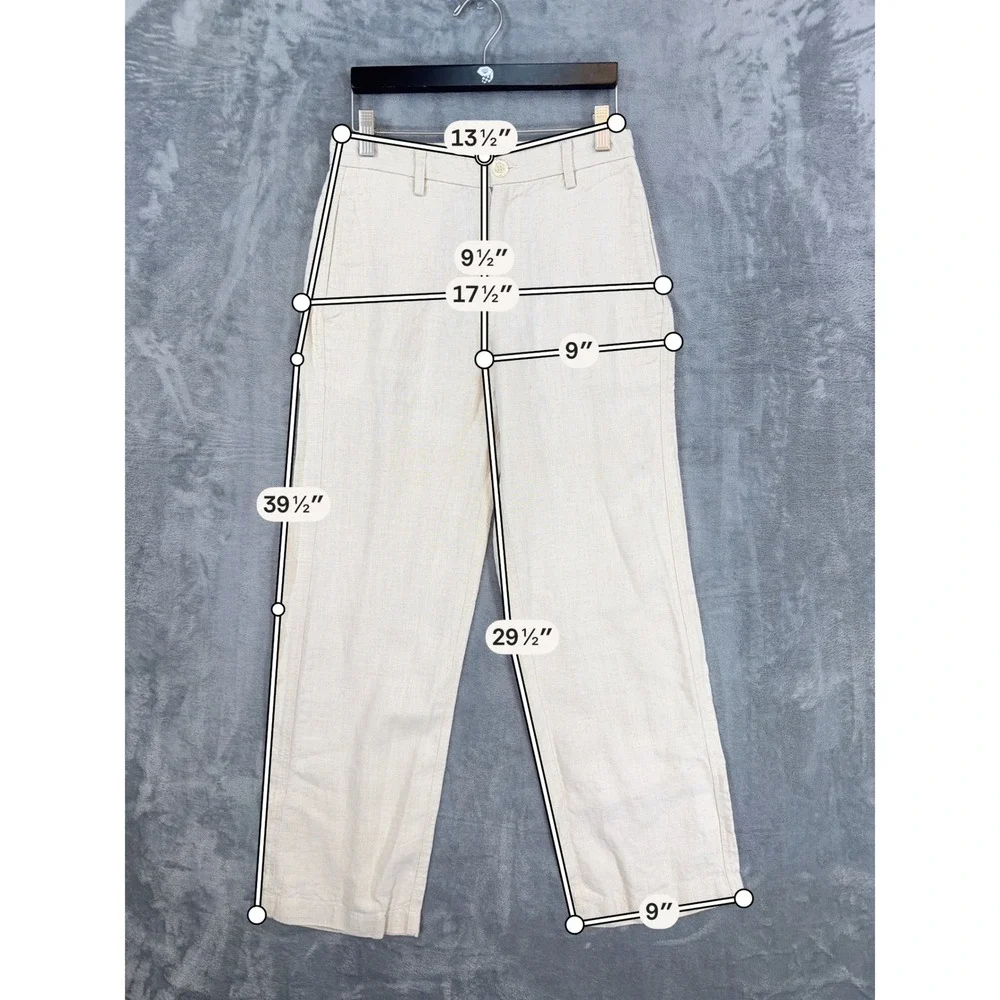 Island Importer Straight Leg Linen Pants Men's Size 27x30 Cream Beach Relaxed